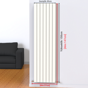 Argus 150 x 490 (7 Dilim) Beyaz RAL9010 Alüminyum Radyatör