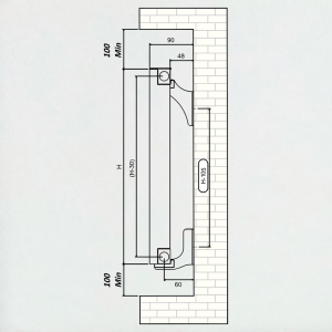 Porte Alüminyum Radyatör 1750 mm - 278 mm (2 Dilim) - Siyah (RAL9005)