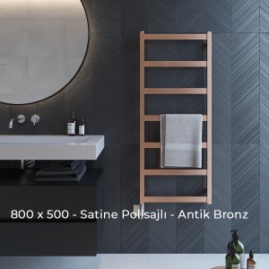 Calder Elektrikli Paslanmaz Dizayn Havlupan 800 x 500 - SATİNE - ANTİK BRONZ KAPLAMA