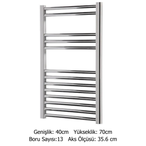 Krom Kaplama Çelik Havlupan (40X70 13 BORULU) + 2 Adet Pex Köşe Vana + 2 Adet Boru Gizleme