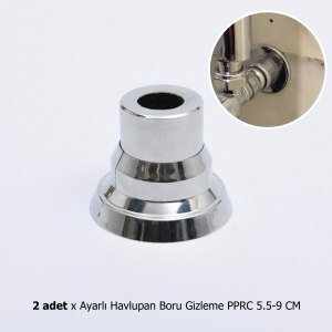 Krom Kaplama Çelik Havlupan (40X70 13 BORULU) + 2 Adet Pprc 1/2 Köşe Vana + 2 Adet Boru Gizleme